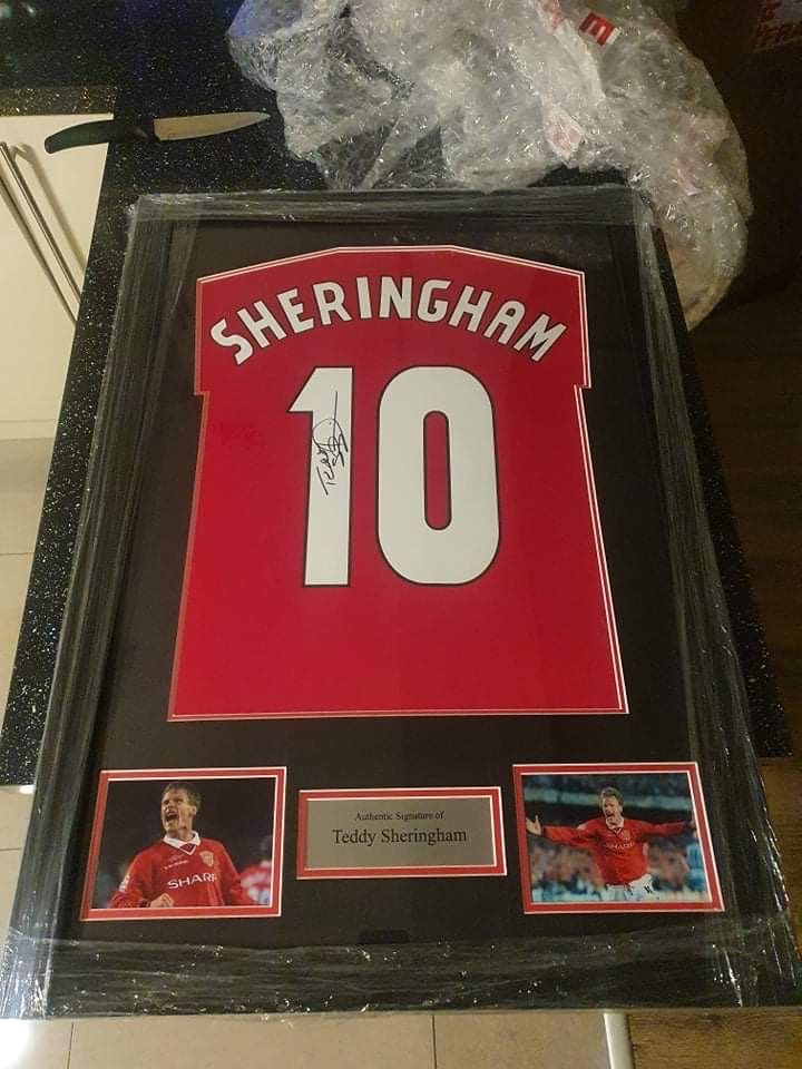 Teddy Sheringham antyrama autograf + certyfikat Manchester United
