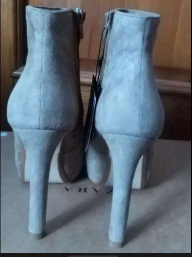 ZARA -Skórzane /zamszowe botki na obcasie r.38 HIT