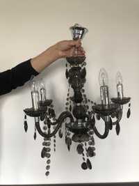 Żyrandol lampa antracyt 4 ramienny krysztalki glamour