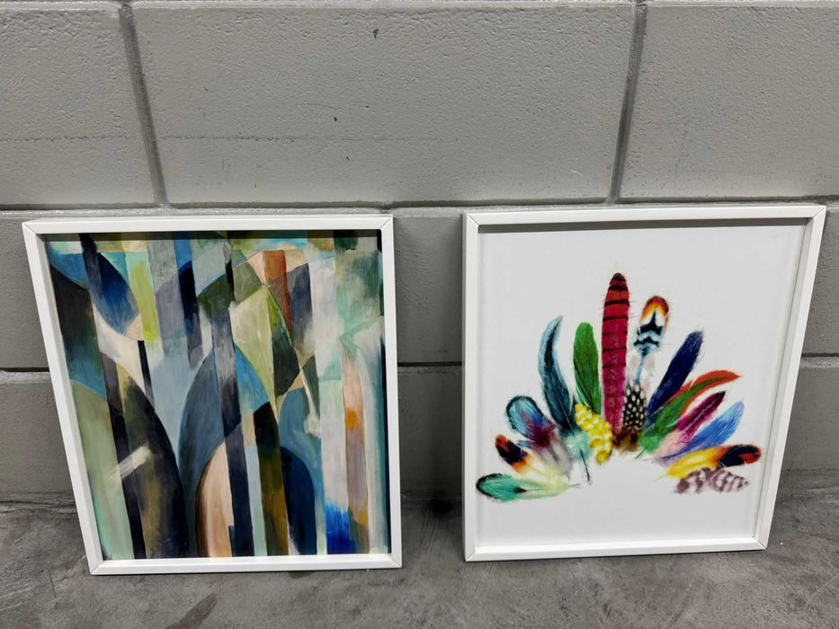 Conjunto 2 quadros com moldura madeira lacada 40x40cm Interdesign