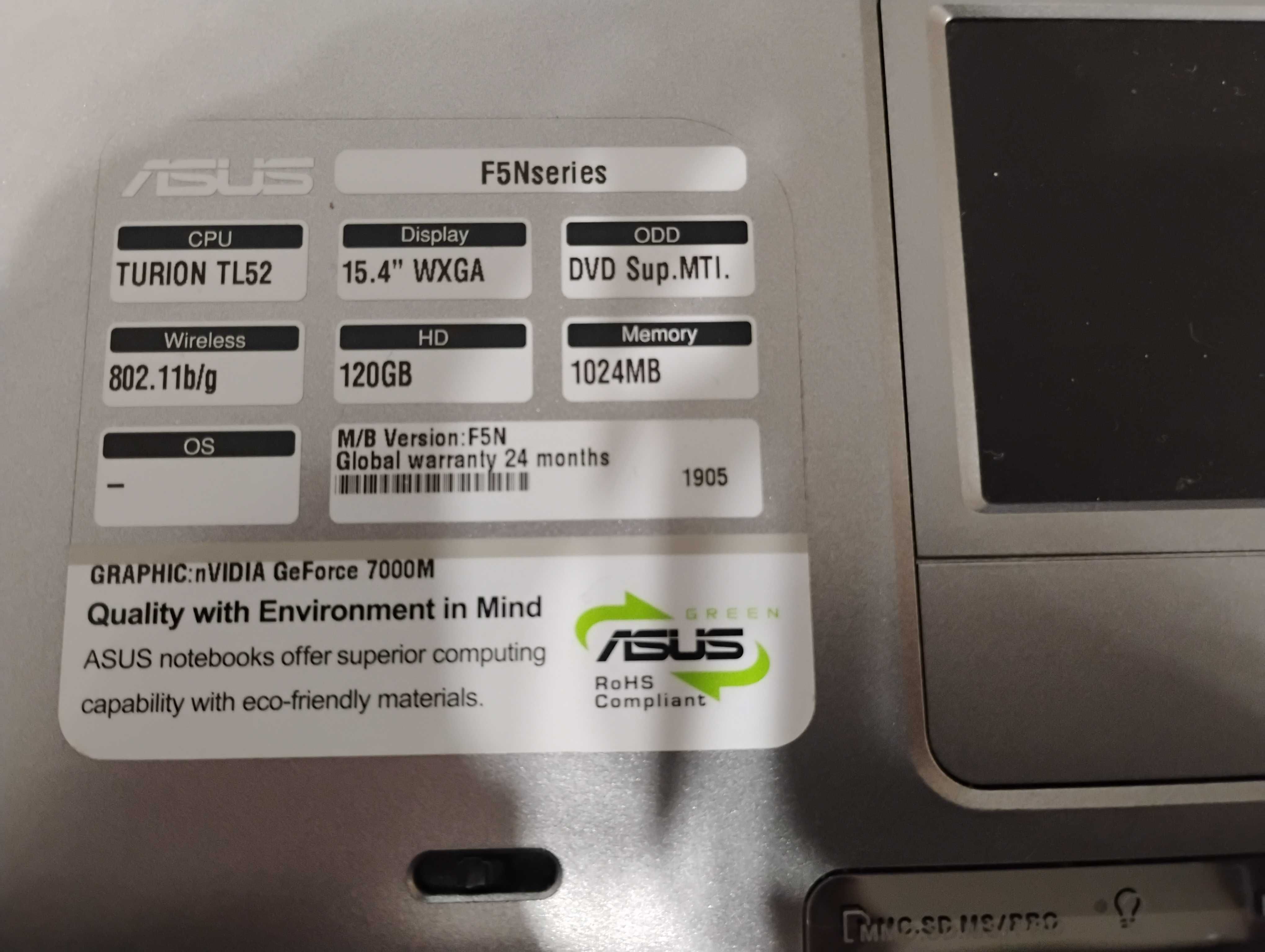 Laptop Asus F5Nseries na części