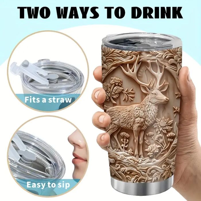 DEMANKE Kubek termiczny do Kawy ze Stali Nierdzewnej  600ml 0,6l