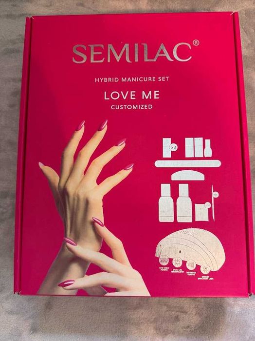 Zestaw do manicure hybrydowego SEMILAC – lakiery, lampa UV, bazy, topy