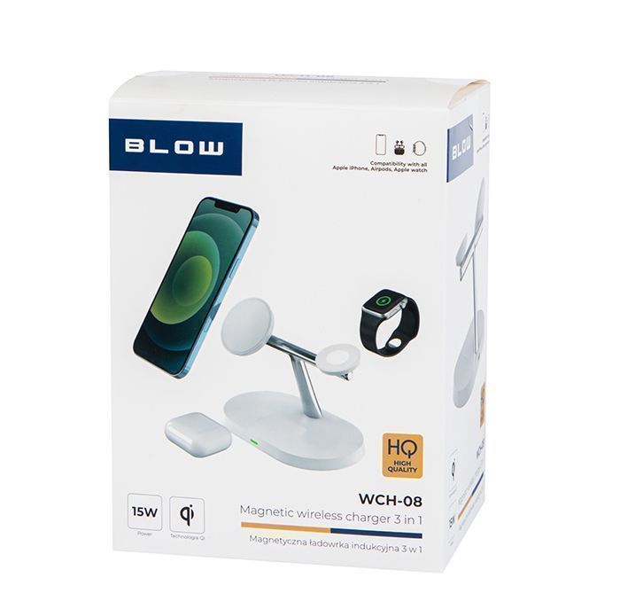Ładowarka indukcyjna magnetyczna 15W do Iphone Apple Watch BLOW WCH-08