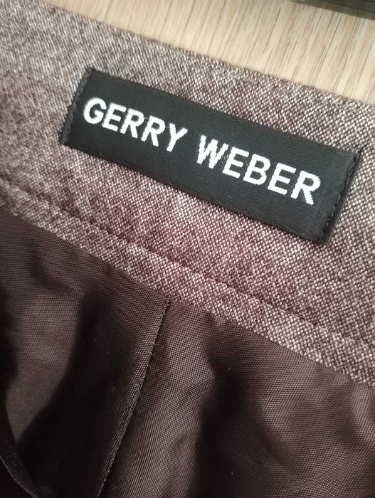 Gerry Weber brązowe beżowe spodnie z wełną chinosy melanż 42 XL