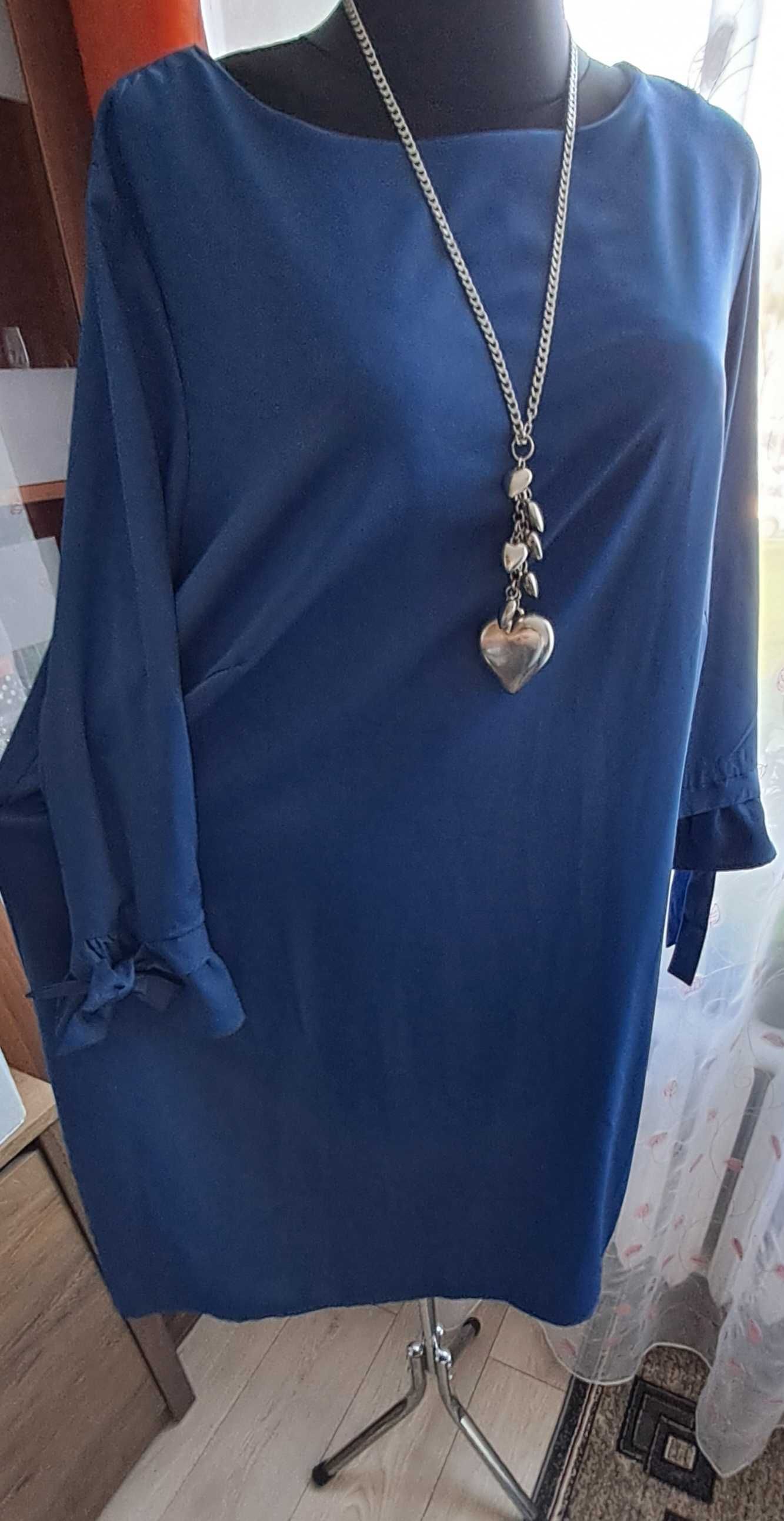 Sukienka prosta z paskiem lub nie, rekaw z falb 4xl/48 BPC Selection