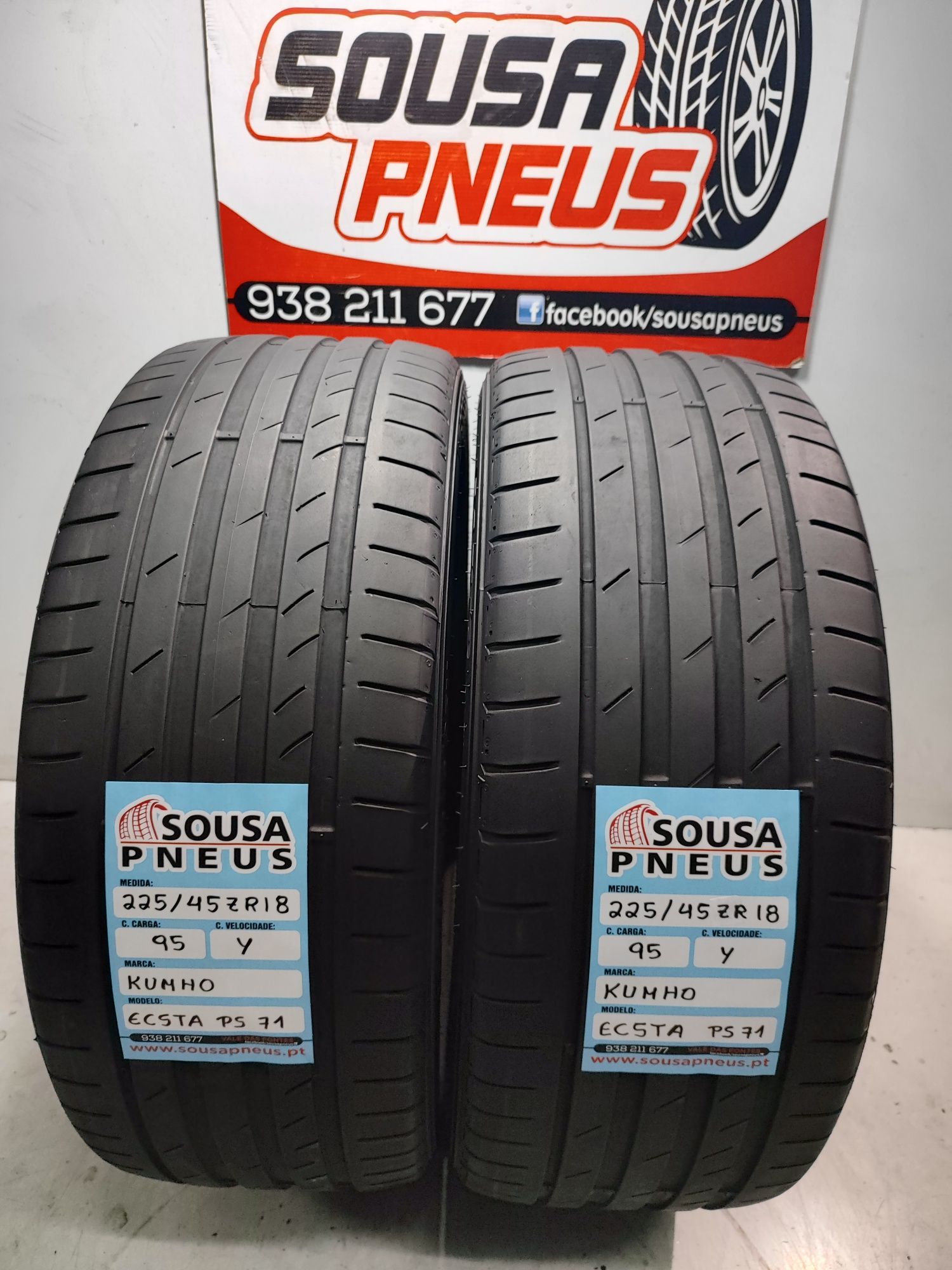 2 pneus semi novos kumho 225/45R18 95Y Oferta dos Portes