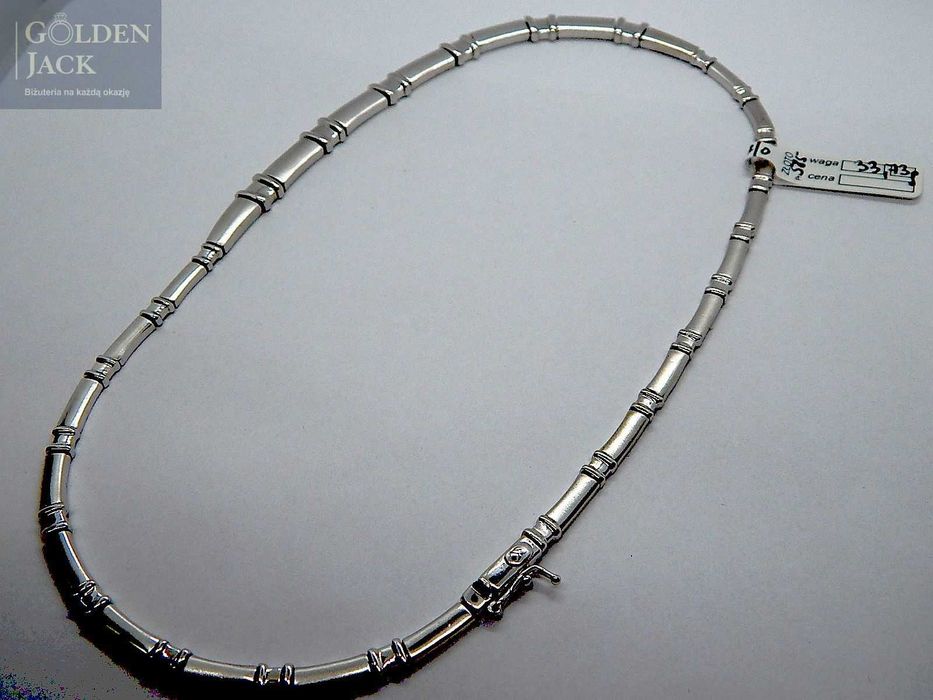 Złoty naszyjnik typ Kolia białe złoto pr. 585 długość 45cm waga 33,73g