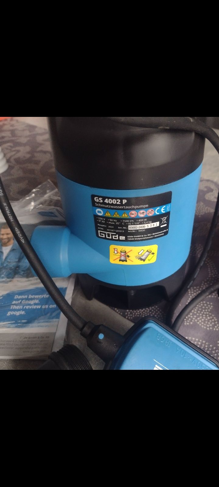 pompa do wody zatapialna Gude 400 W 7500 l/h