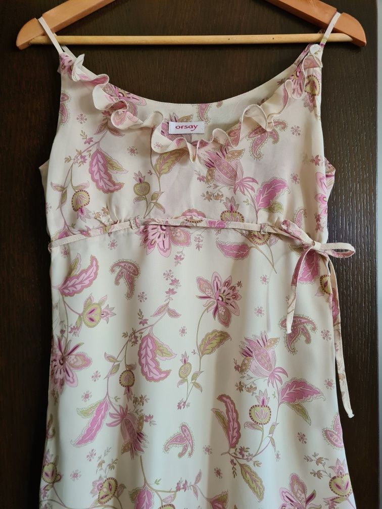 Sukienka midi Orsay 38 wiskoza falbany boho wesele