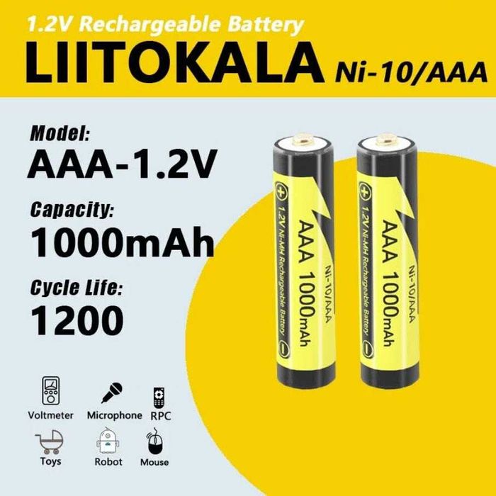 Аккумулятор мини пальчиковый ААА NI-MH 1000mah 1.2V Liitokala