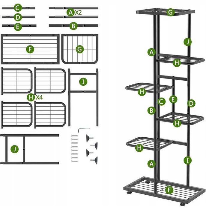 Kwietnik metalowy 6-poziomowy piętrowy stojak doniczki rośliny kwiaty