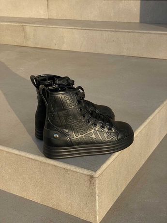 Ботинки Fendi Sneakers Black женские кожа премиум