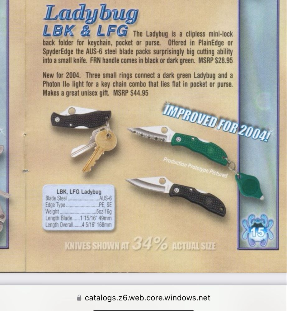 Spyderco Ladybug LFGP 2004 рік, складний ніж. Оригінал! Новий!