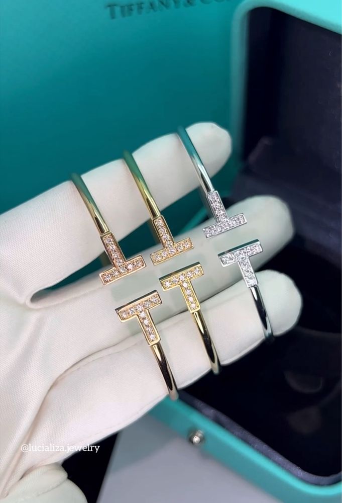 Золотой Браслет в стиле Tiffany 1:1 с бриллиантами