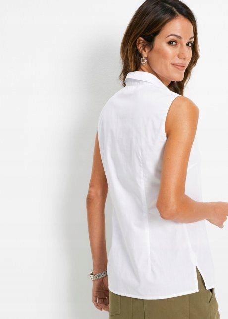 B.P.C bluzka koszulowa bez rękawów biała ^42