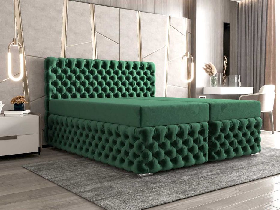 Łóżko Pikowane Kontynentalne  + Materac Wybór Rozmiarów Kolory FIGO 2