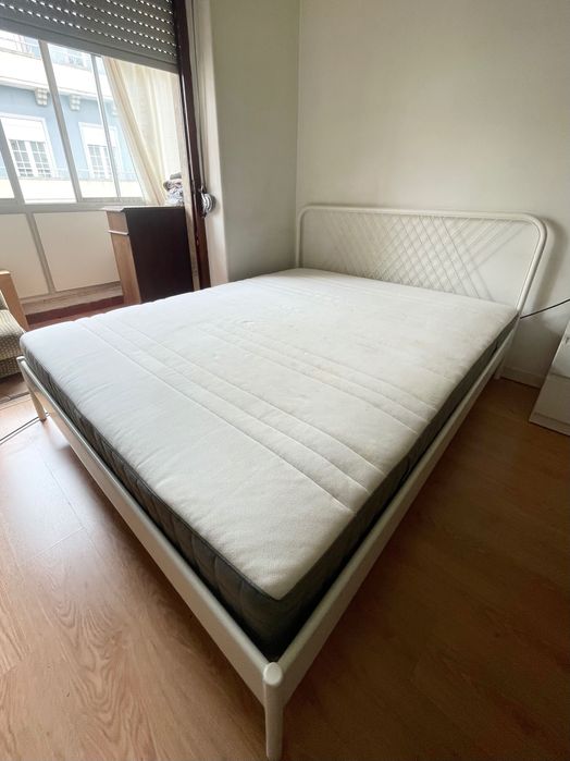 Cama casal + Colchão | IKEA NESTTUN 160x200 | Branca