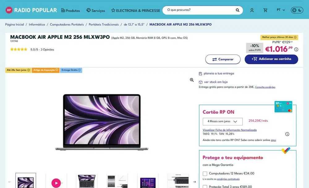 macbook air M2 - 8GB - 256GB