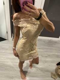 Sliczna zlota koronkowa elegancka sukienka sylwester Just Unique M