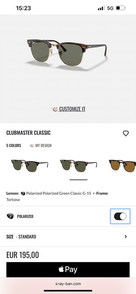 Óculos de Sol Ray-Ban Clubmaster Classic