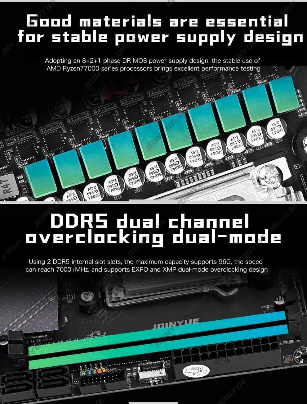 JGINYUE B650i Night Devil  Mini ITX Socket AM5 KomputeryPC
