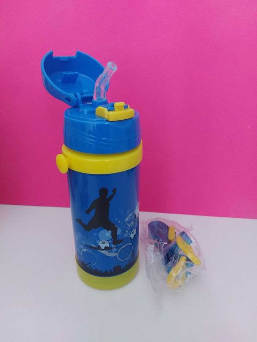 Дитячий термос з трубочкою та ремінцем 320 мл