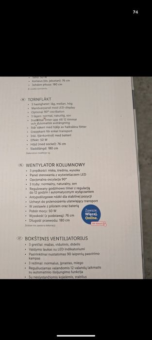 Wentylator kolumnowy silvercrest nowy