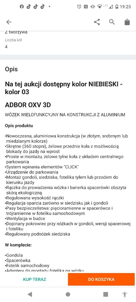 Wózek oxv-3d 3w1