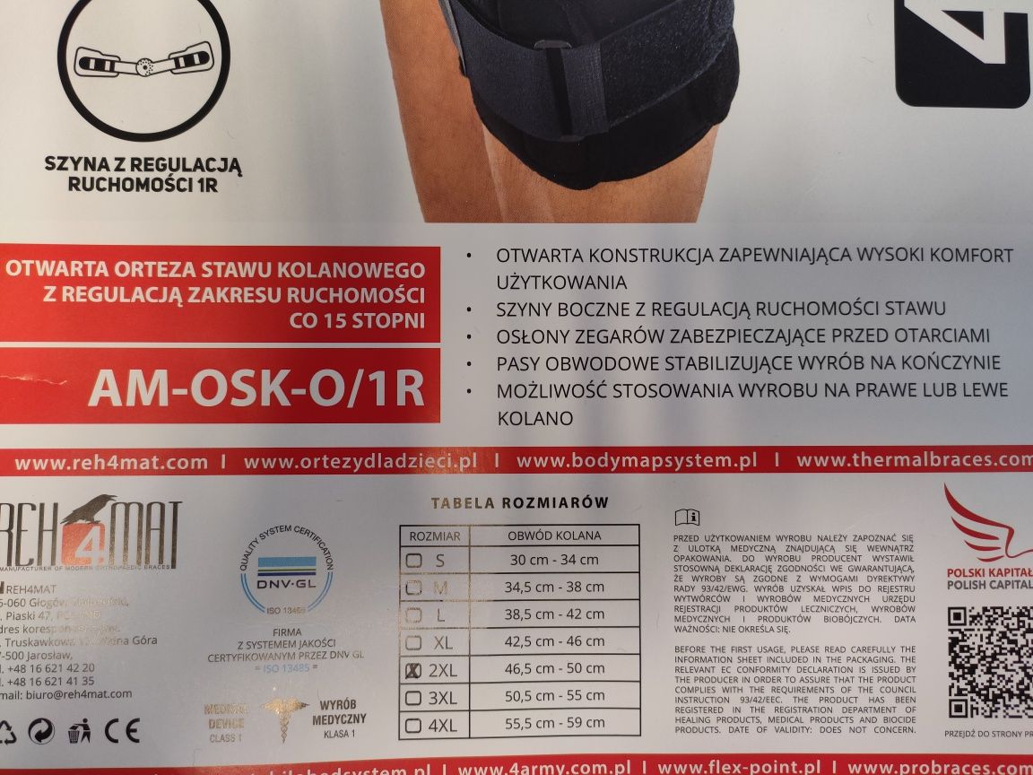 Orteza kolana z regulacją kąta Reh4Mat