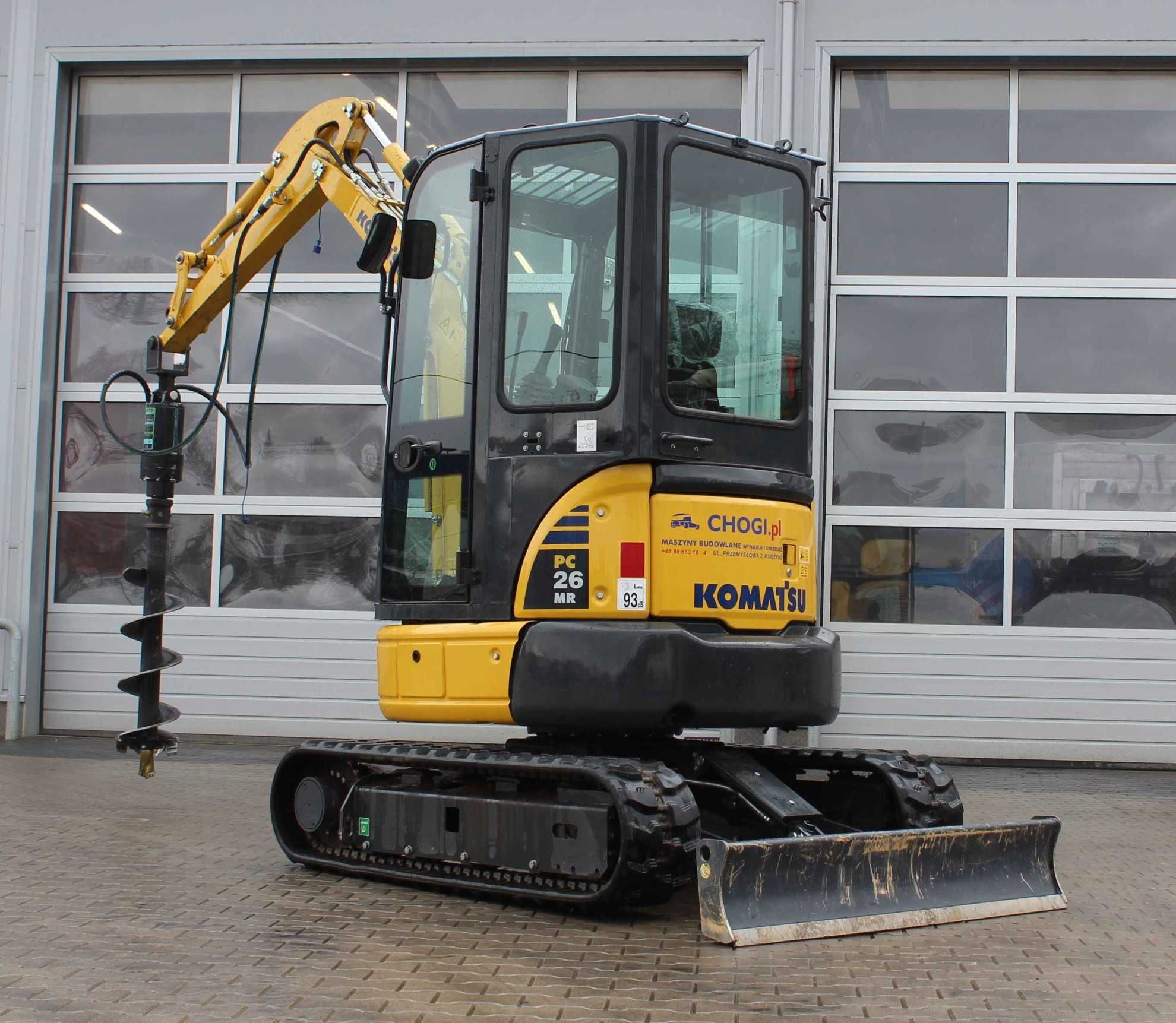 Minikoparka Komatsu PC26 + Wiertnica Digga Premium Drive PDX2 -Wynajem