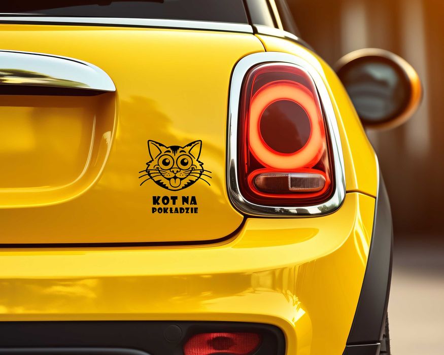 Naklejka KOT NA POKŁADZIE na samochód, lusterko, kask, szybę