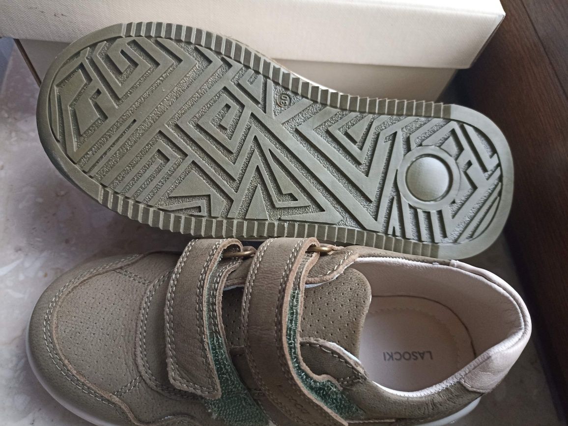 Nowe buty skórzane Lasocki trzewiki 30 khaki lekkie rzepy