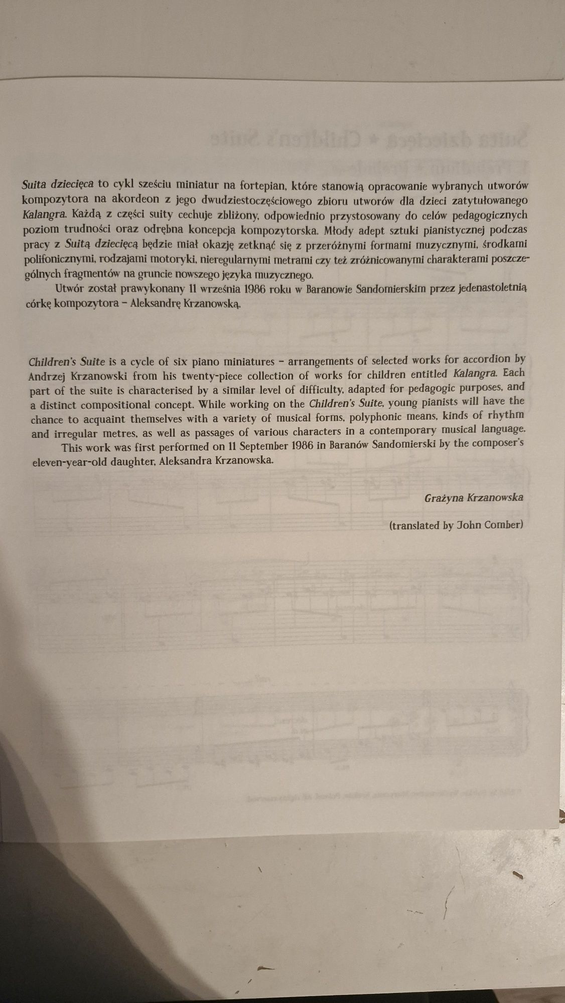 Nuty Suita dziecięca na fortepian Andrzeja Krzanowskiego