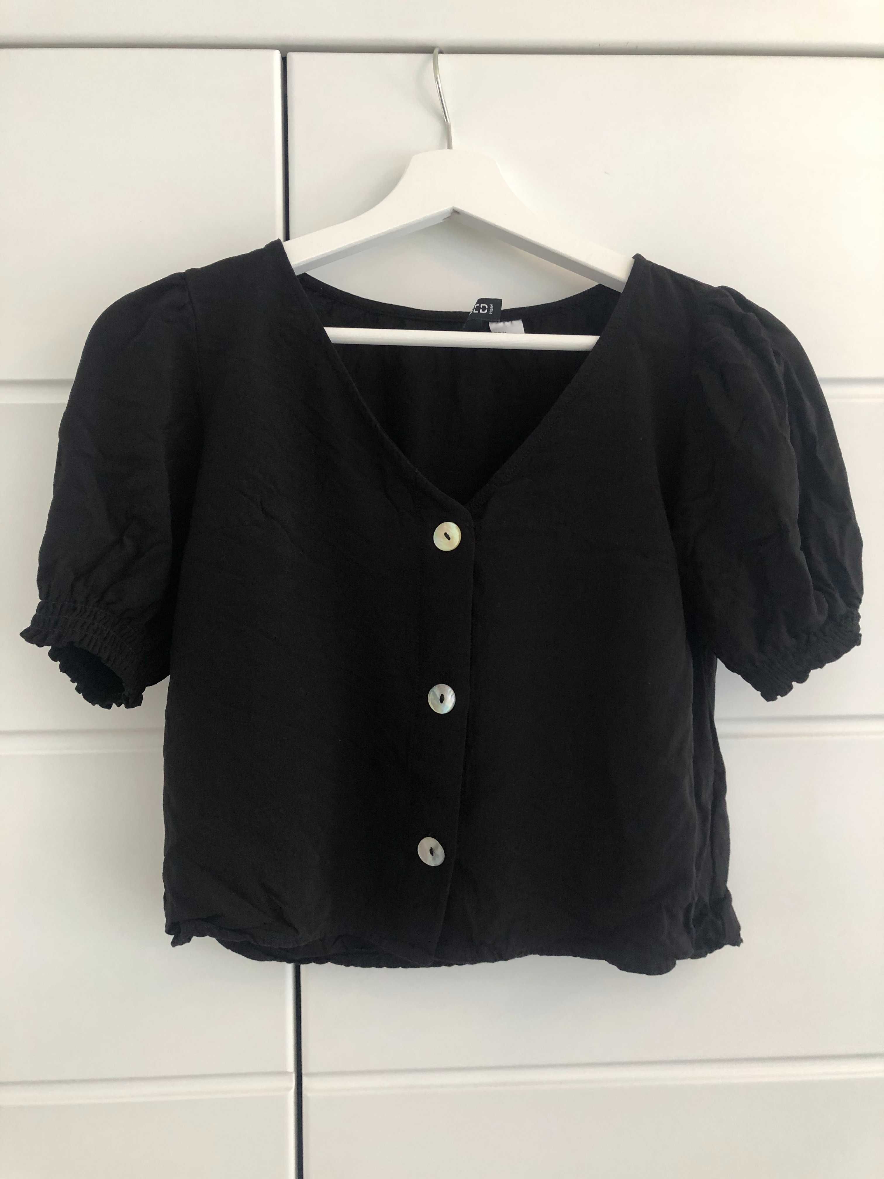 H&M Divided Czarny top z guzikami Rozmiar 34