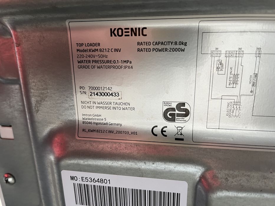 Пральна машина Koenik DL3210 (Siemens) на 8 кг.