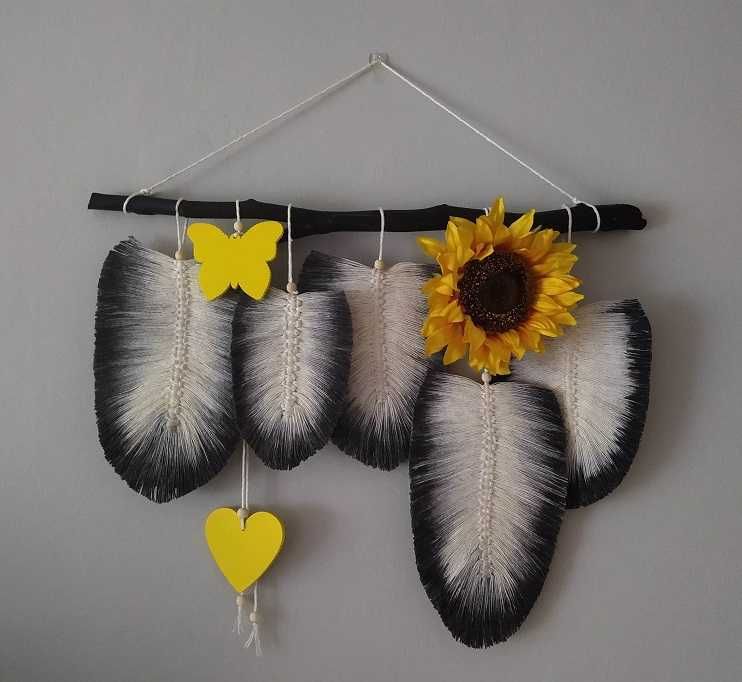 Makrama liście słonecznik motyl serce dekoracja boho