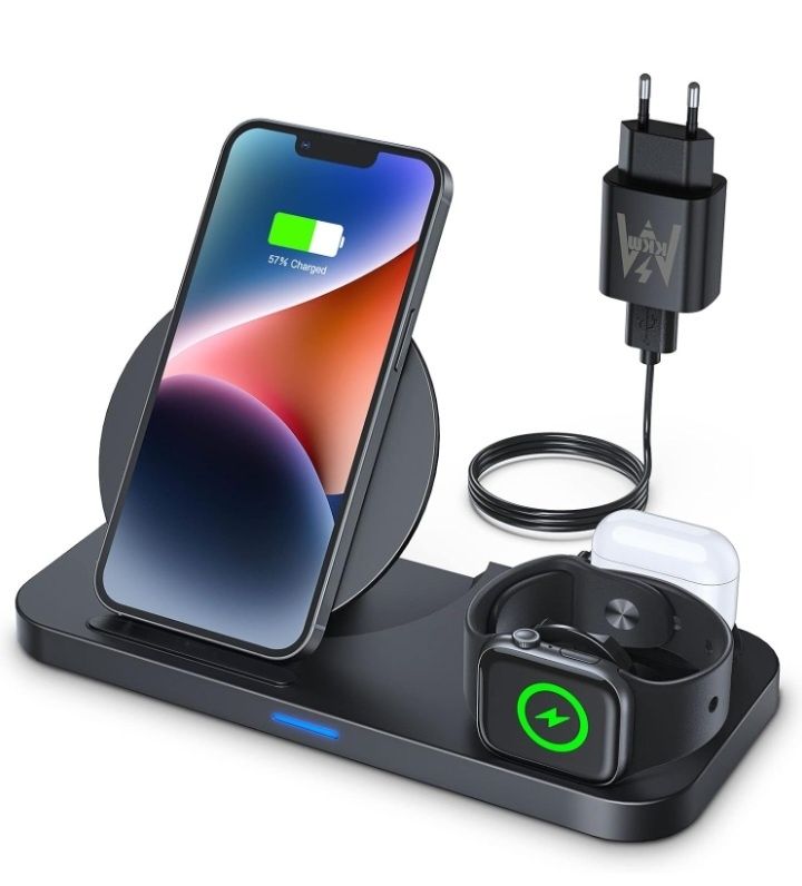 KKM Wireless Charger, 3-in-1 QI Inductive Charging Station Fast