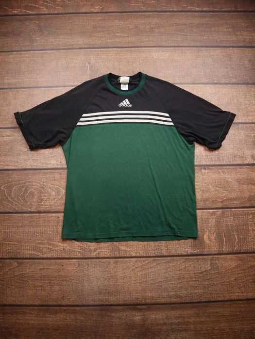 Adidas Vintage Retro Green Black Tshirt koszulka z krótkim rękawem