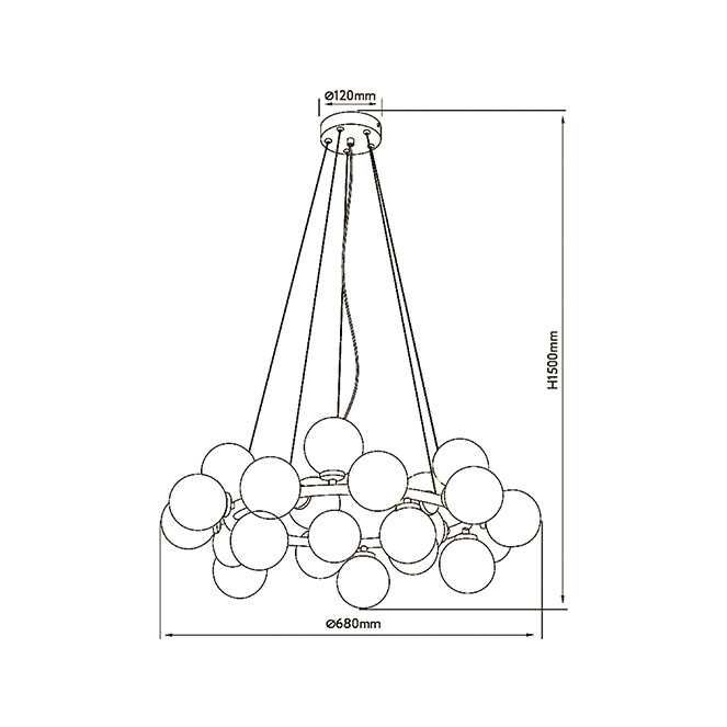 Candeeiro suspensão design dourado globos