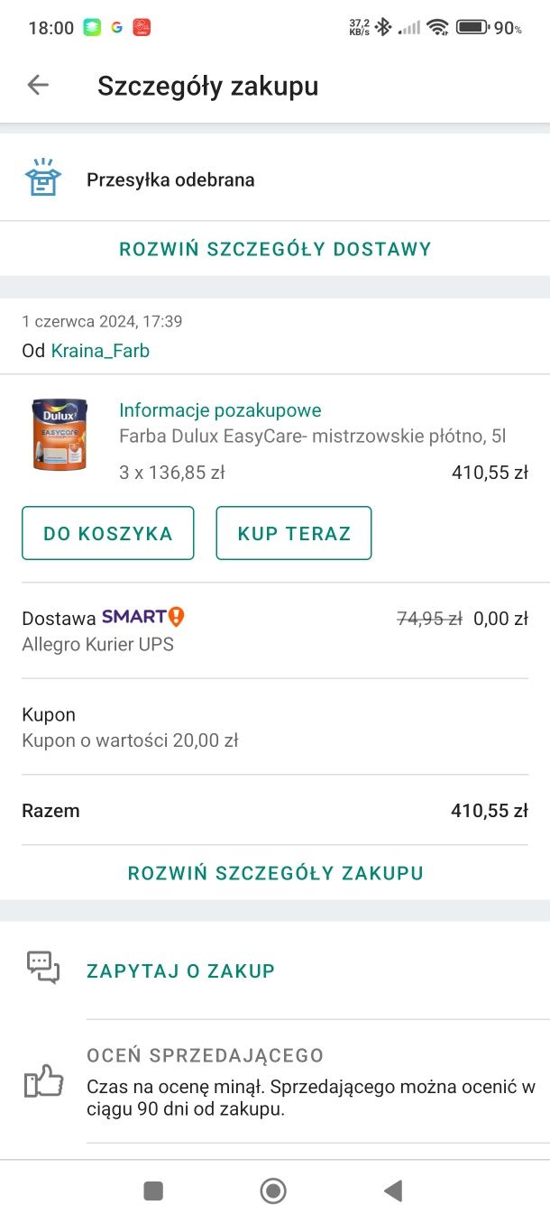 2 szt. Farba Dulux Easy care Mistrzowskie Płótno 5l