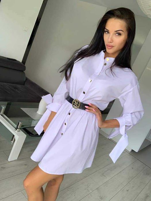 Koszula biała złote guziki