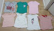H&M 110/116 bluzka krótki rękaw 7 szt t-shirt koszulka dla dziewczynki