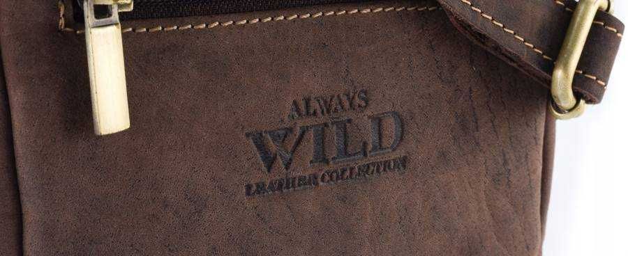 Listonoszka Męska ALWAYS WILD Torba SKÓRZANA Mała na Ramię SKÓRA Brąz