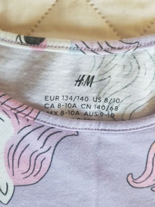 Śliczna fioletowa sukienka dla dziewczynki w jednorożce H&M r.134/140
