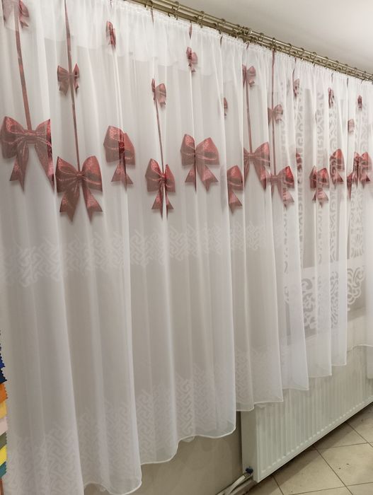 Firanka woalowa z kokardką bieżnik poszewka zasłony