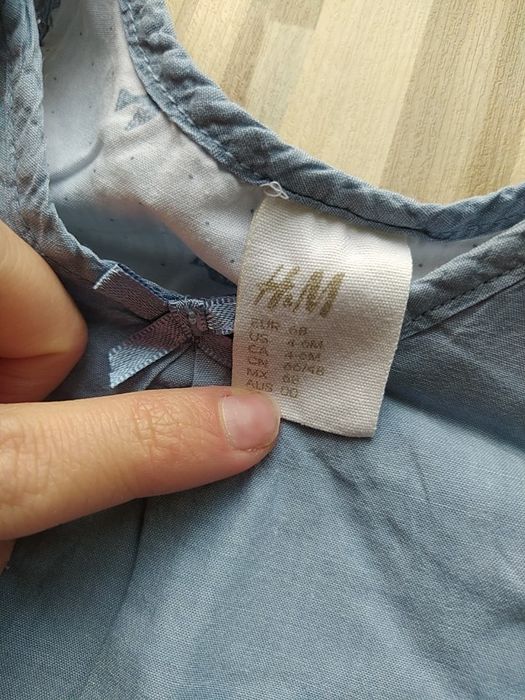 Sukienka jeansowa na ramiączkach hm h&m 68 haft vintage boho