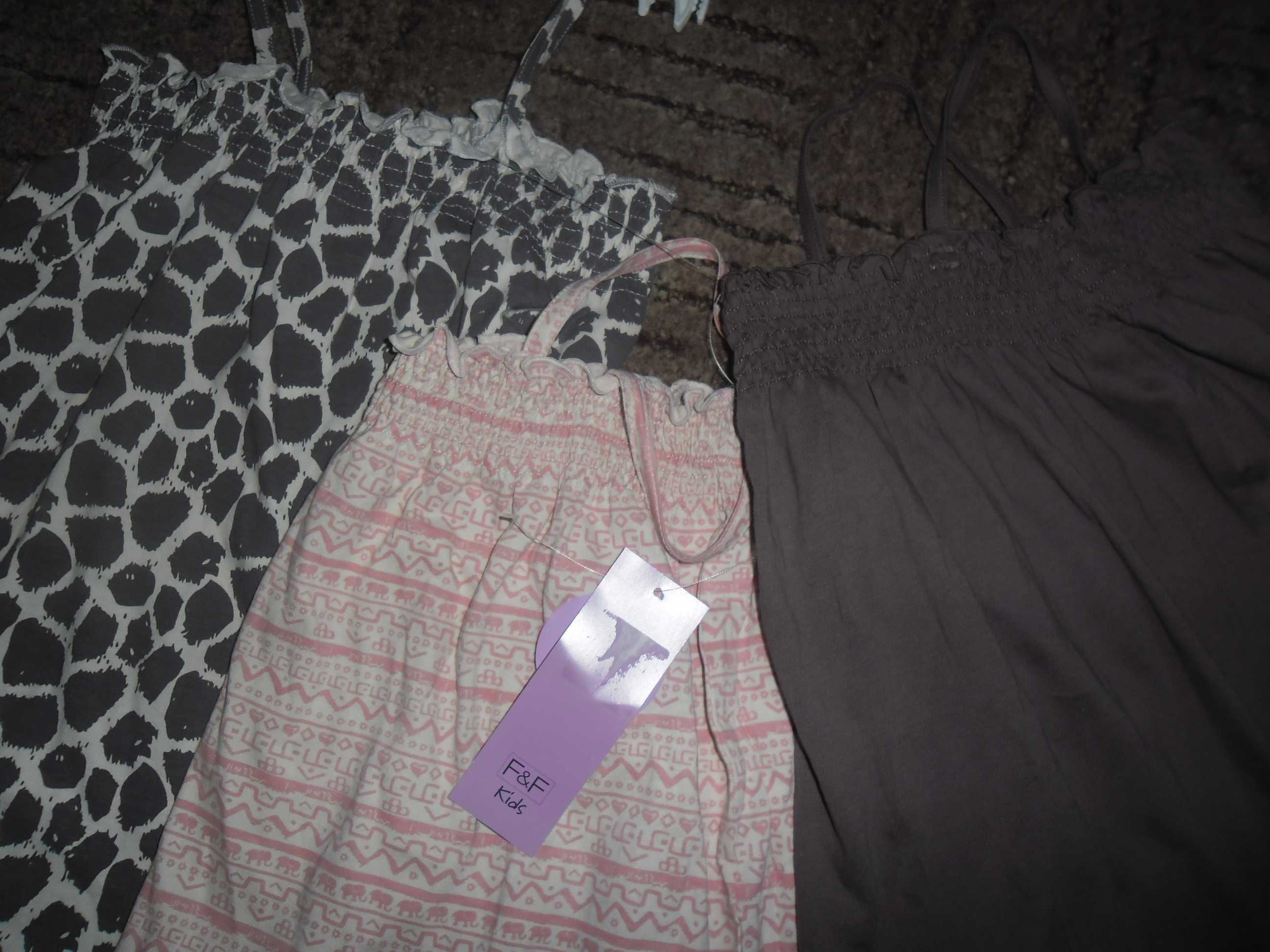 f&f 3 pak bluzki tuniki w panterkę 110 nowe z metka