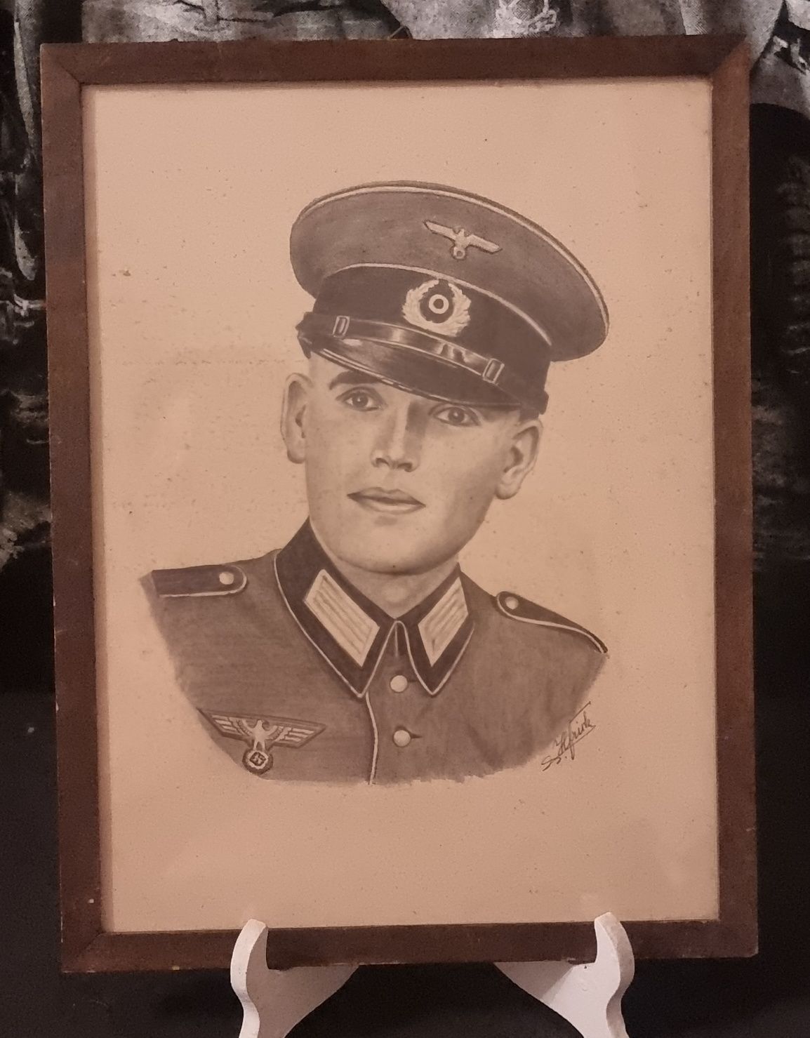 Portret żołnierza Wehrmachtu 3 Rzesza ołówek