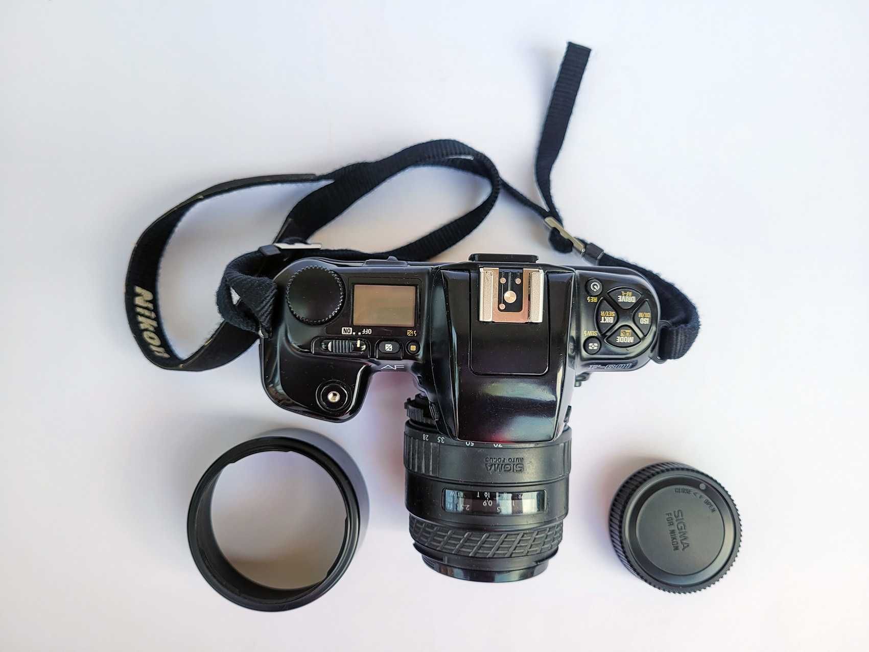 aparat fotograficzny Nikon F-601 + obiektyw Sigma 28-70